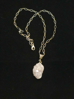 Rose Quartz Raw Crystal Sterling Silver Necklace