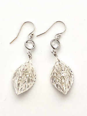 Swarovski Clear Crystal Leaf Earrings