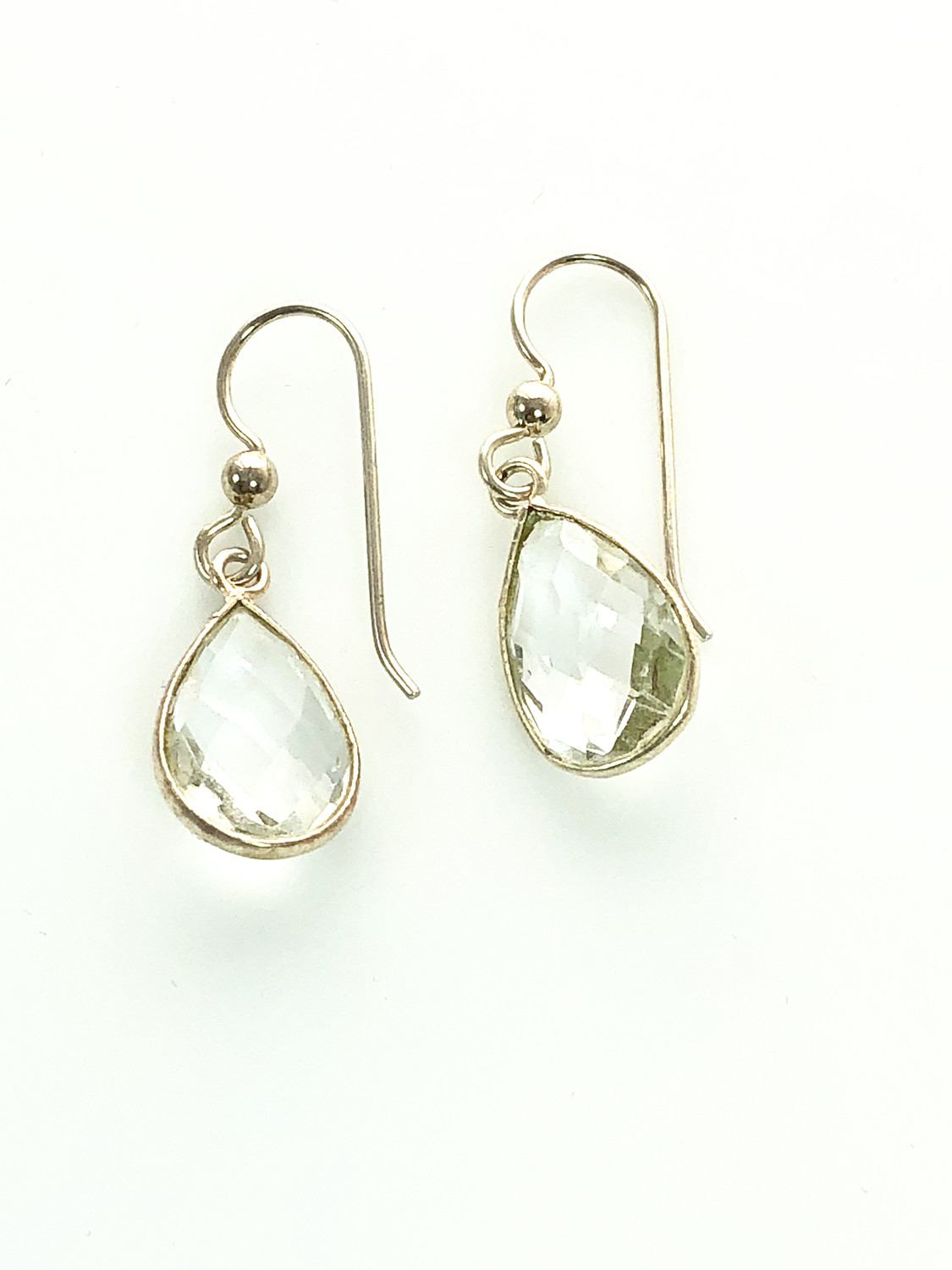 Clear Quartz Tear Drop Sterling Silver Earrings