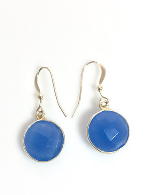 Blue Chalcedony Gemstone Earrings