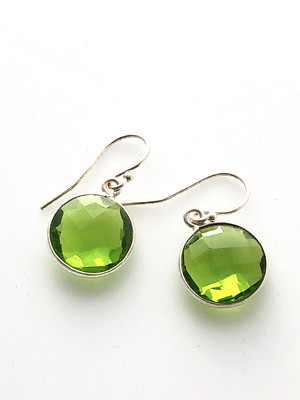Lime Green Quartz Gemstone Sterling Silver Earrings