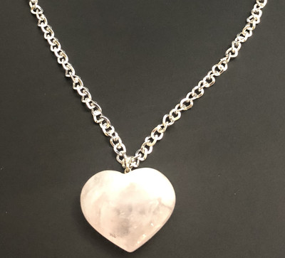 Heart Shaped Rose Quartz 24” Necklace