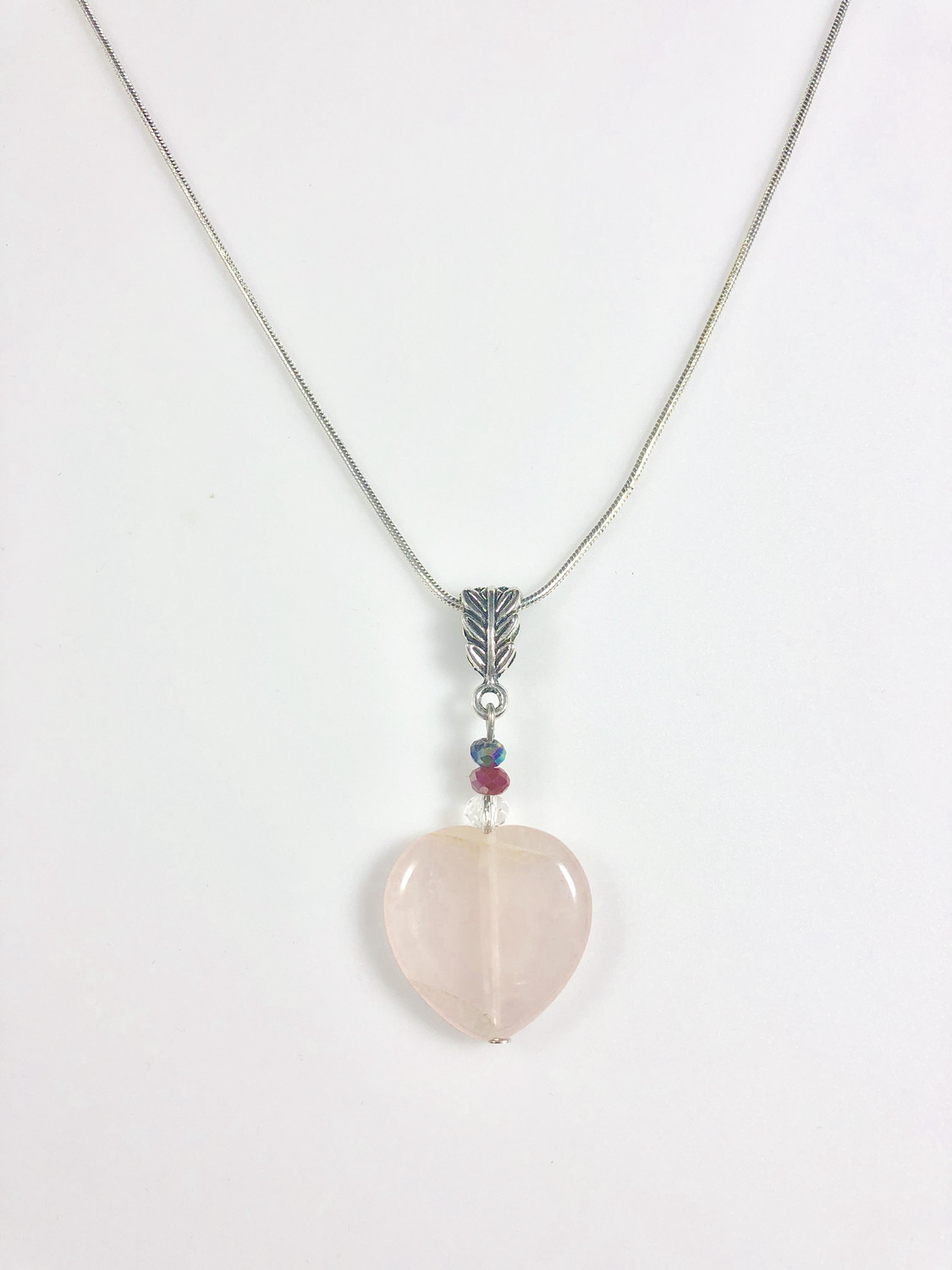 Heart Shaped Rose Quartz Necklace