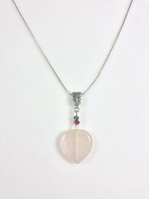 Heart Shaped Rose Quartz Necklace