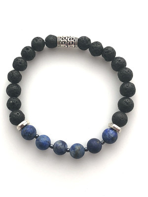 Lava Stone with Matte Lapis Bracelet