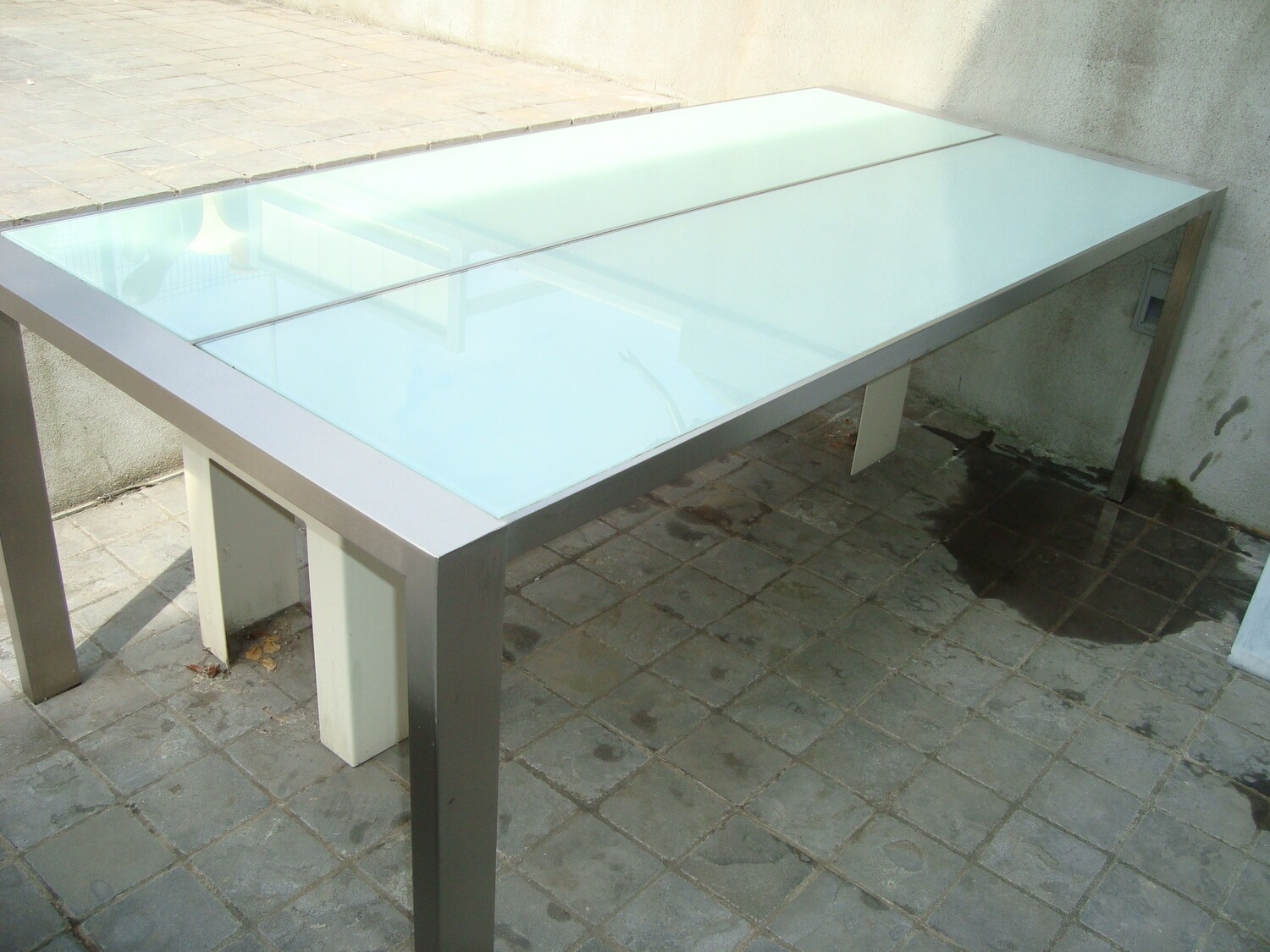 Glastafel wit inox 100x200