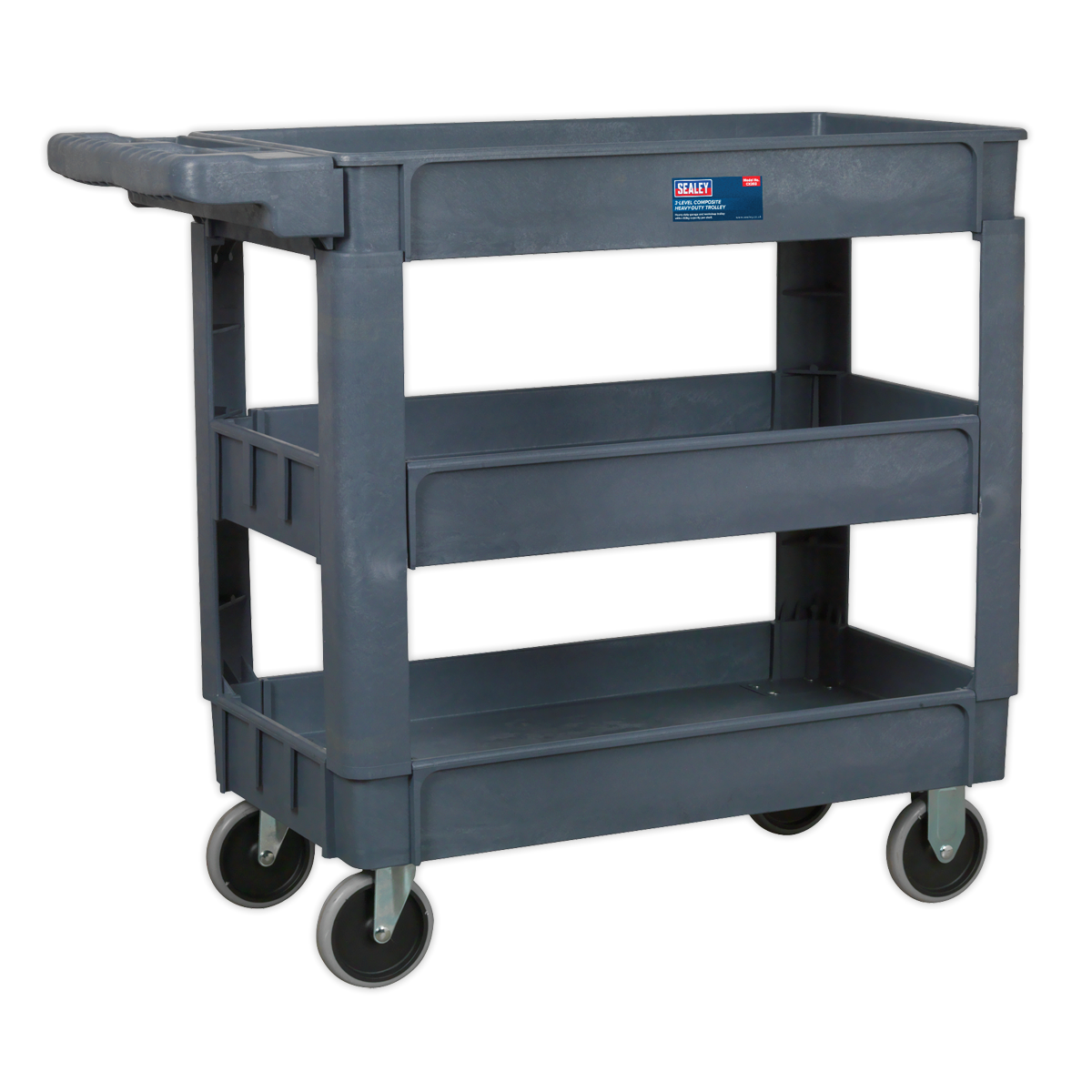 SEALEY TROLLEY WITH HANDLE 3-LEVEL COMPOSITE HEAVY DUTY