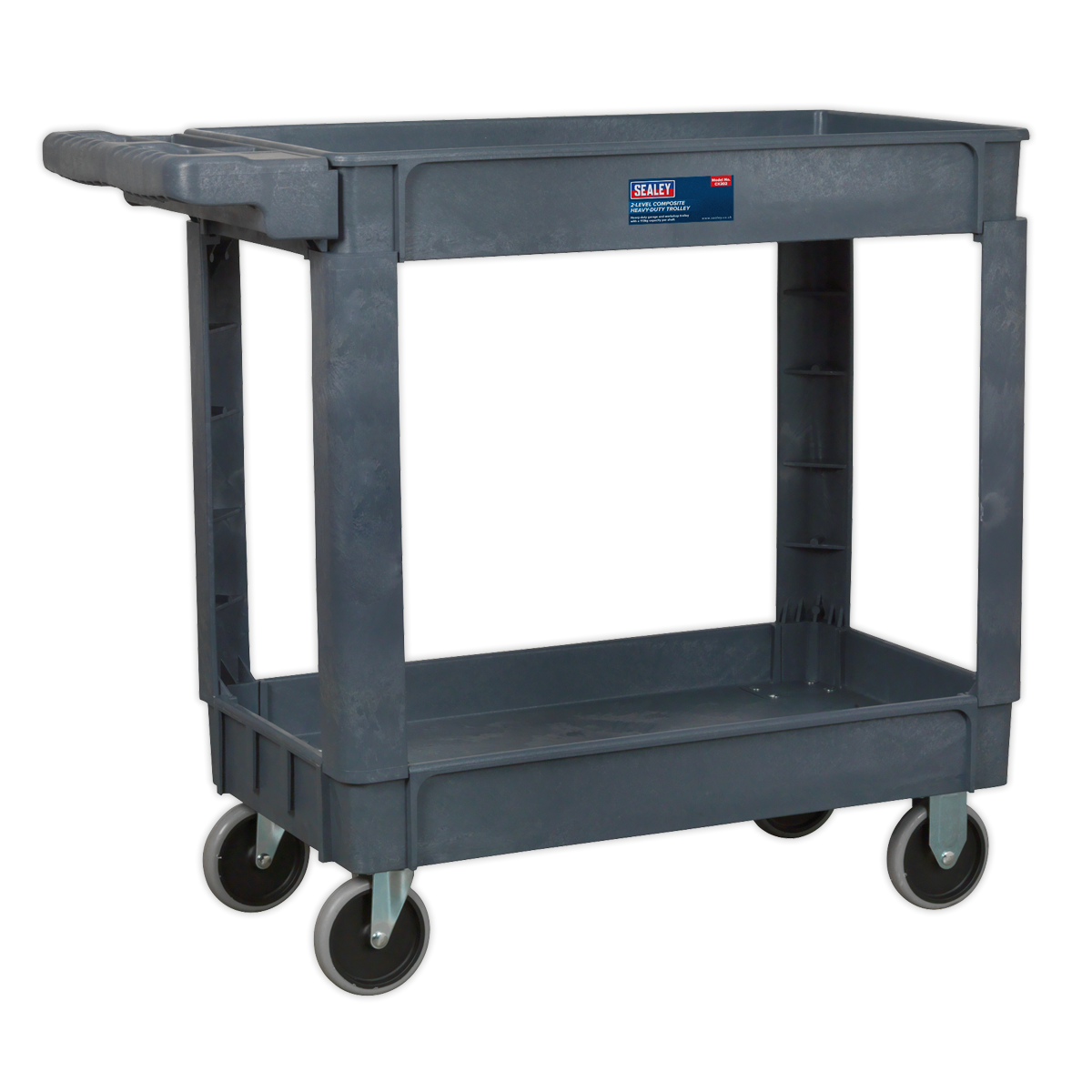 SEALEY TROLLEY WITH HANDLE 2-LEVEL COMPOSITE HEAVY DUTY