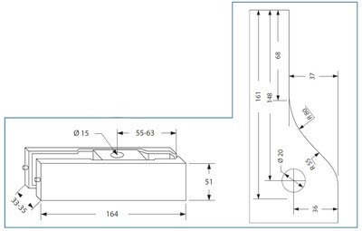 Augšējā eņģe, korpuss (top patch fitting) " ZIP
