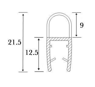 Blīvējums dušai 10mm stiklam, aplītis 9mm, caurspīdīgs, L=2.5m