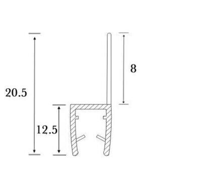 Blīvējums dušai 10mm stiklam, h 8mm ļipa, caurspīdīgs, L=2,5m