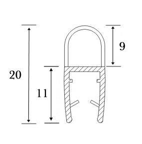 Blīvējums dušai 6mm stiklam, aplītis 9mm, caurspīdīgs, L=2.5m