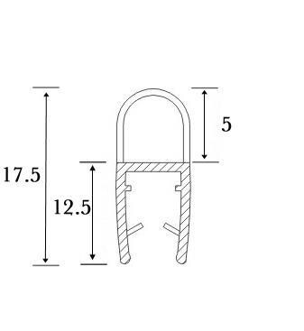Blīvējums dušai 10mm stiklam, aplītis 5mm, caurspīdīgs, L=2,5m