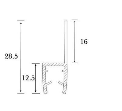 Blīvējums dušai 10mm stiklam, h 16mm ļipa, L=2.5m