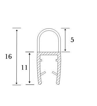 Blīvējums dušai 6mm stiklam, aplītis 5mm, caurspīdīgs, L=2,5m