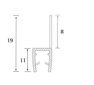 Blīvējums dušai 6mm stiklam, h 8mm ļipa, caurspīdīgs, L=2,5m