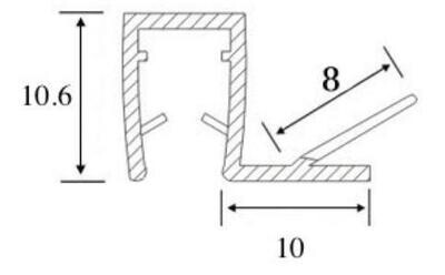 Blīvējums dušai 8mm stiklam, stikls/stikls 90^, caurspīdīgs, L=2,5m