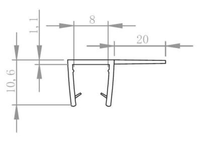 Blīvējums dušai 8mm stiklam F-veida, L=2.5m