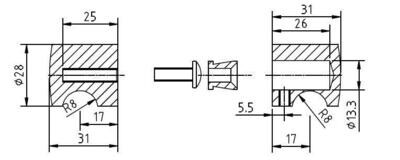 Rokturi stikla durvīm dušām Haag 2 D=28mm, 6-12mm stiklam, melni