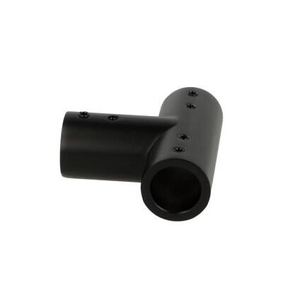 Caurules turētājs T-veida 19mm caurulei, melns