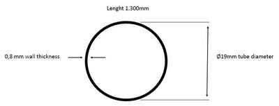 Caurule D19x0.8mm, misiņa, L=1300, zelta