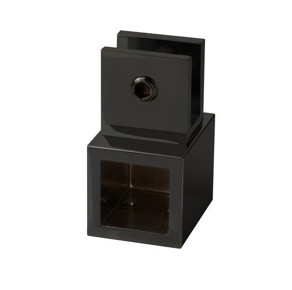 Gala caurules turētājs 8-10mm stiklam, piemērots 19x19mm kvadrātcaurulei, melns pārklājums