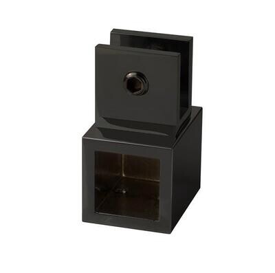 Gala caurules turētājs 8-10mm stiklam, piemērots 19x19mm kvadrātcaurulei, melns pārklājums