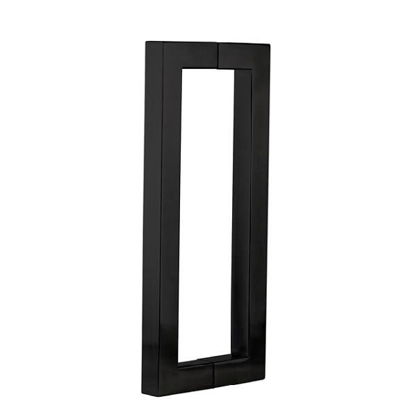 Matēts melns TAJO taisnstūra rokturis stikla durvīm, 25x25x325mm, piemērots 8-12mm stiklam, ar D12mm urbumu