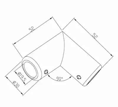Caurules turētājs 90grādi 19mm caurulei, SS