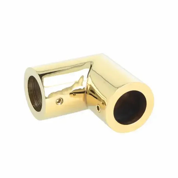 Pulēts zelta 90° caurules savienotājs D19 mm caurulēm, izmērs 52x52mm