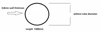 Misiņa caurule D19×1000mm, 0,8mm, matēts misiņš