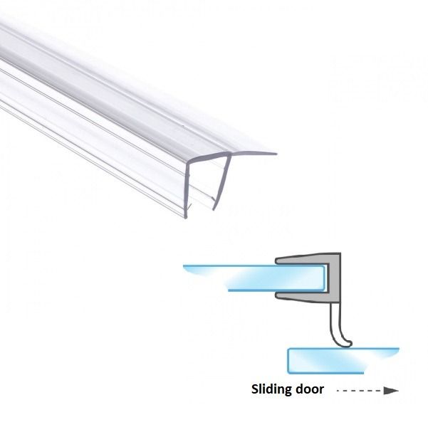 PVC dušas blīvējums stikls pret stiklu F-veida 10mm stiklam ar divām mīkstām malām 2.5m
