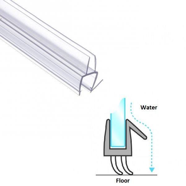 PVC dušas grīdas blīvējums 8mm stiklam 2.5m