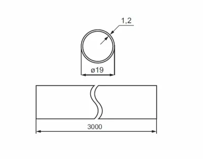 Caurule D19x1.2mm, ner.tērauda SS304, L=3000, SS