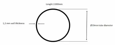 Caurule D19x1.2mm, ner.tērauda SS304, L=2000, pulēta