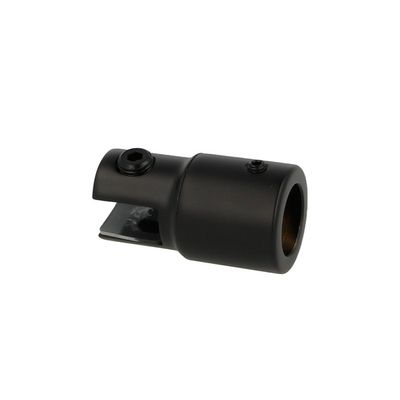 Stikls/griesti turētājs ø19mm caurulei, melns pārklājums, piemērots 8-10mm stiklam.