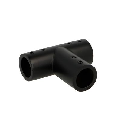 Caurules turētājs T-veida 19mm caurulei, melns