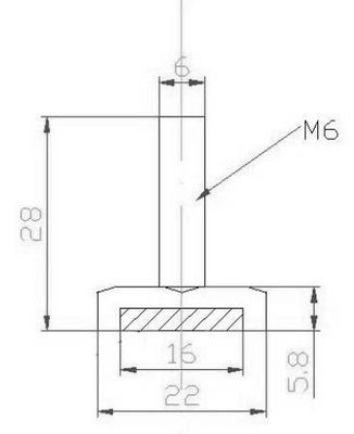 Magnētiska skrūve M6x28, ar 22mm HEX galvu