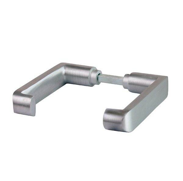 Durvju rokturis FRANK ar sadalītu asi un alumīnija izskata apdari 8x8x100mm stikla durvīm, piemērots Bruce un Clark slēdzenē