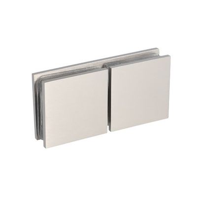 Stikla stiprinājums BERNI, stikls/stikls, 180°, SS apdare, 90×44×16mm, kvadrātveida malas, piemērots 8-10mm stiklam