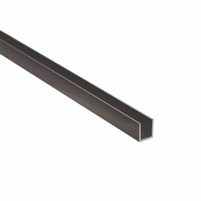 Alumīnija U-profils 19x14.2x19x2mm (10.2mm), melns anodēts pārklājums, 3m, paredzēts 10mm stiklam