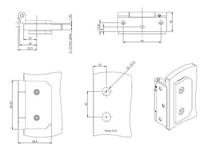 Vira stikla durvīm RIGA, 6-10mm, 36kg, melnas