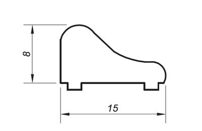 Slieksnis dušām Al 15x8mm, L=2m, melns