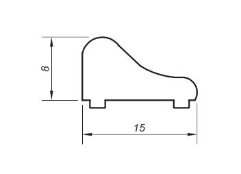 Slieksnis dušām Al 15x8, L=2m, pulēts