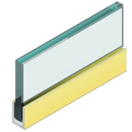 Alumīnija U-profils 19x12.3x19x2mm (8.3mm), pulēts zelta pārklājums, 3m, piemērots 8mm stiklam