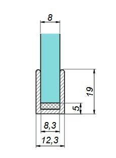 U-19x12,3x19x2 (8.3mm) pulēts zelts, L=3m
