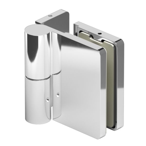 Verona SLIM durvju eņģe stiklam, siena/stikls, kreisā, CPL pārklājums, 90°, piemērota 6-8mm stiklam