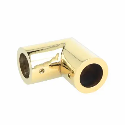 Pulēts zelta 90° caurules savienotājs D19 mm caurulēm, izmērs 52x52mm