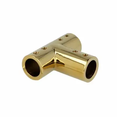 Caurules turētājs T-veida 19mm caurulei, pulēts zelts