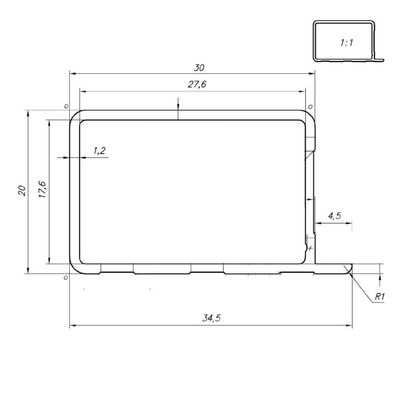 Alumīnija profils 30×20mm, 1.2mm siena, 6m